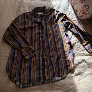 Striped Multicolor Women's Snap Closure Blouse